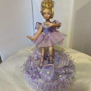 Purple Ballerina Doll Figurine cake topper or table decoration